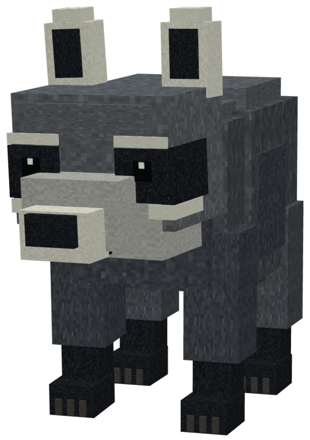 Baby Jimothy standing: compact body, oversized head and ears, the same mask and pale muzzle.