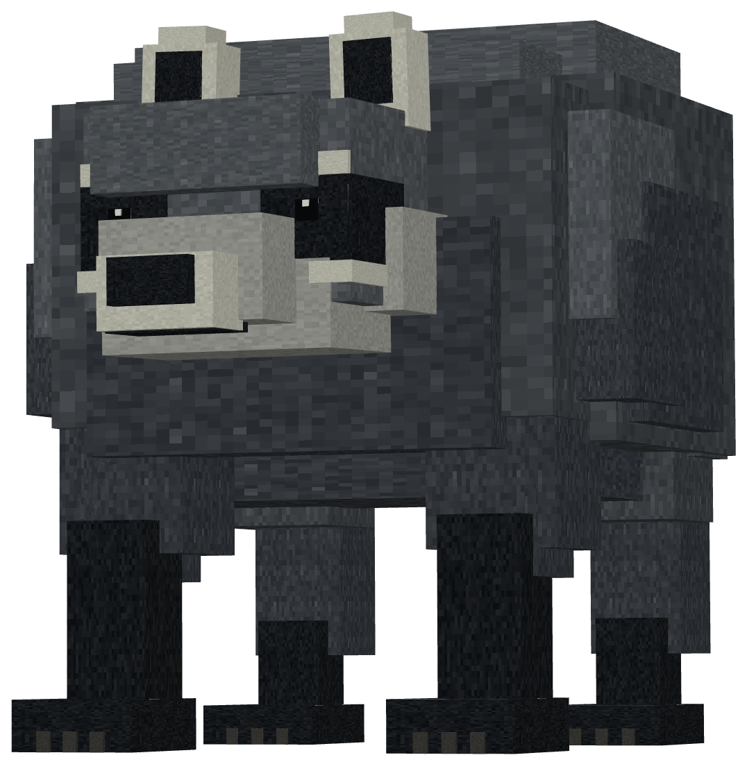 Boss Jimothy: the same raccoon built enormous, with a heavy mantle of fur over the shoulders and thick forelegs.